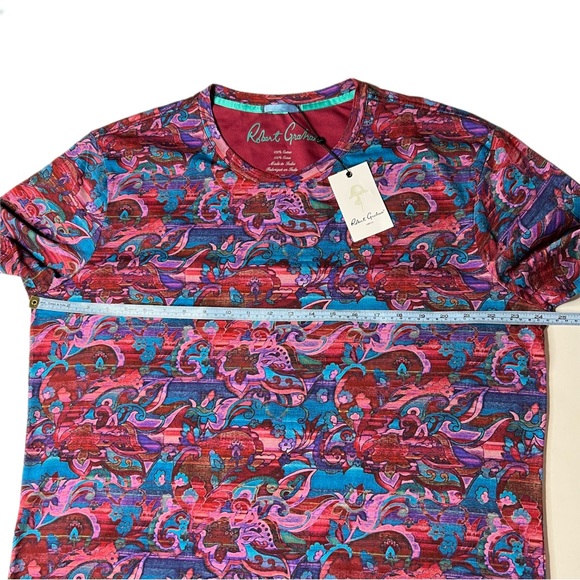 NWT Robert Graham Lazo T-Shirt XL | abstract floral graphic AOP tee shirt - Picture 5 of 7